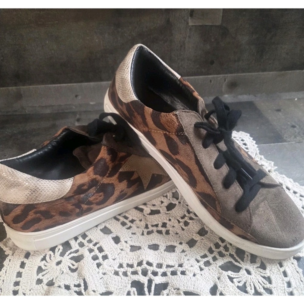 Womens Mata Animal/Cheetah Brown Sneakers Sz10